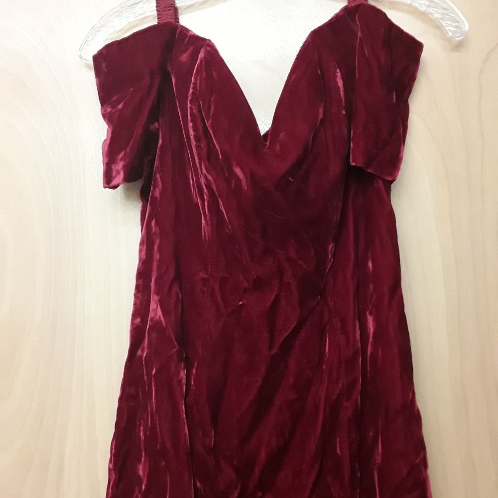 Vintage Red Velvet Flapper Dress S